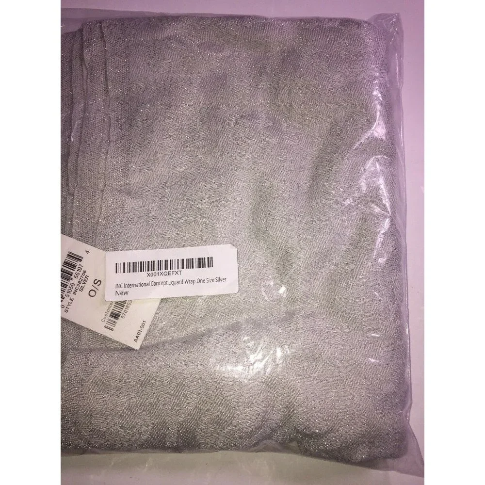Inc International Concepts Brocade Jacquard Wrap in Silver